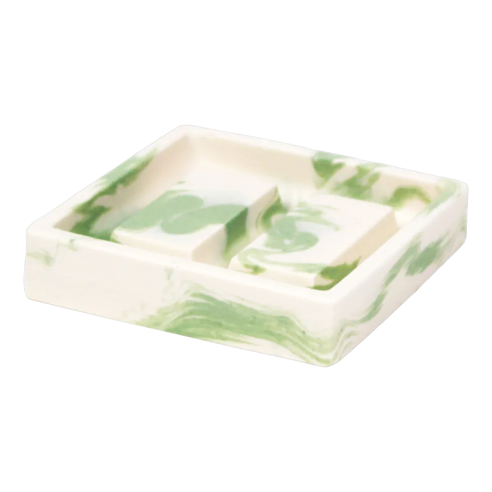 Porte-savon en roche saline vert de gris 9,5 x 2,3 cm - Studio Rosaroom