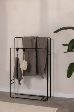 Porte-serviettes en acier noir 90x60cm Delaya - Metallbude