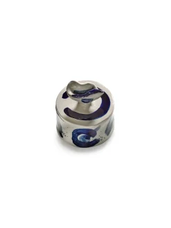 Pot alimentaire rond en grès bleu beige 12,5x13cm Sophia 02