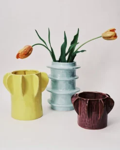 Pot de fleurs en grès jaune 25x24cm 01 S Molly - SERAX