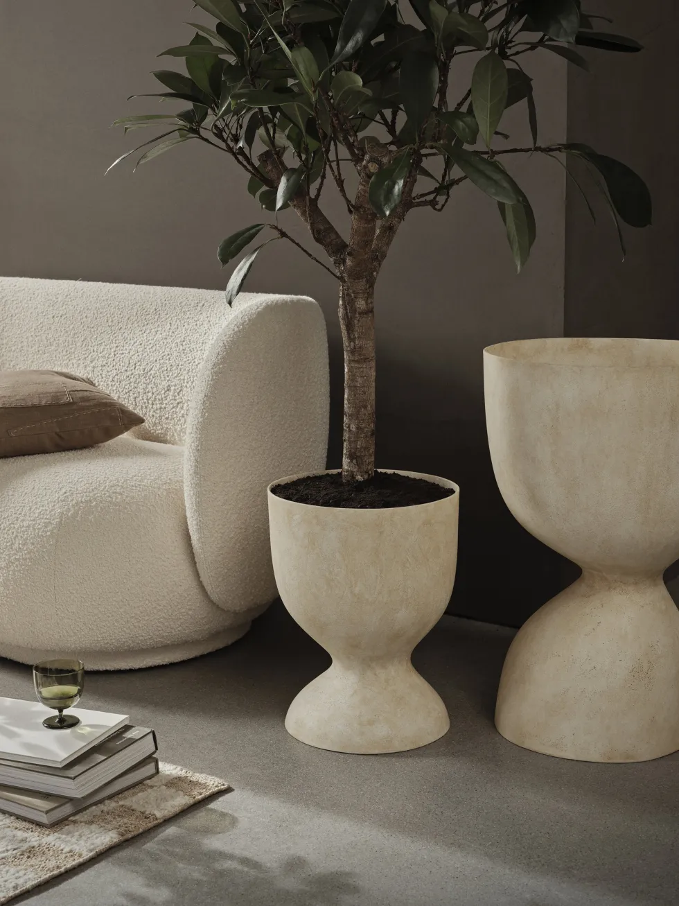 Pot en fibres de verre blanc 45cm Evoke - Ferm living