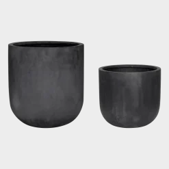 2 pots arrondis en grès noir - Hübsch