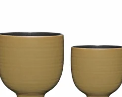 Pots de fleur rond en céramique vert Yuka- Hübsch