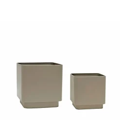 Pots de fleurs carrés en métal taupe - Hübsch