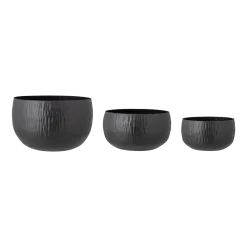 3 pots de fleurs en métal noir Abisha - Bloomingville