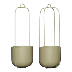2 Pots à fleurs en suspension kaki Lotus - Hübsch