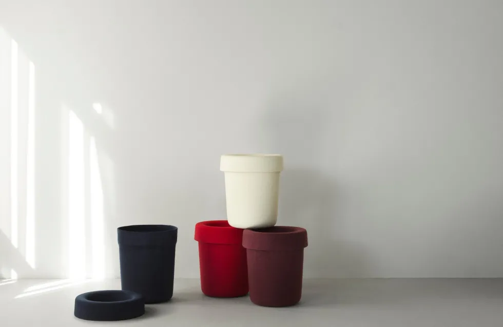 Poubelle en tissu recyclé blanc crème 31,6x36 cm Hide - Normann Copenhagen