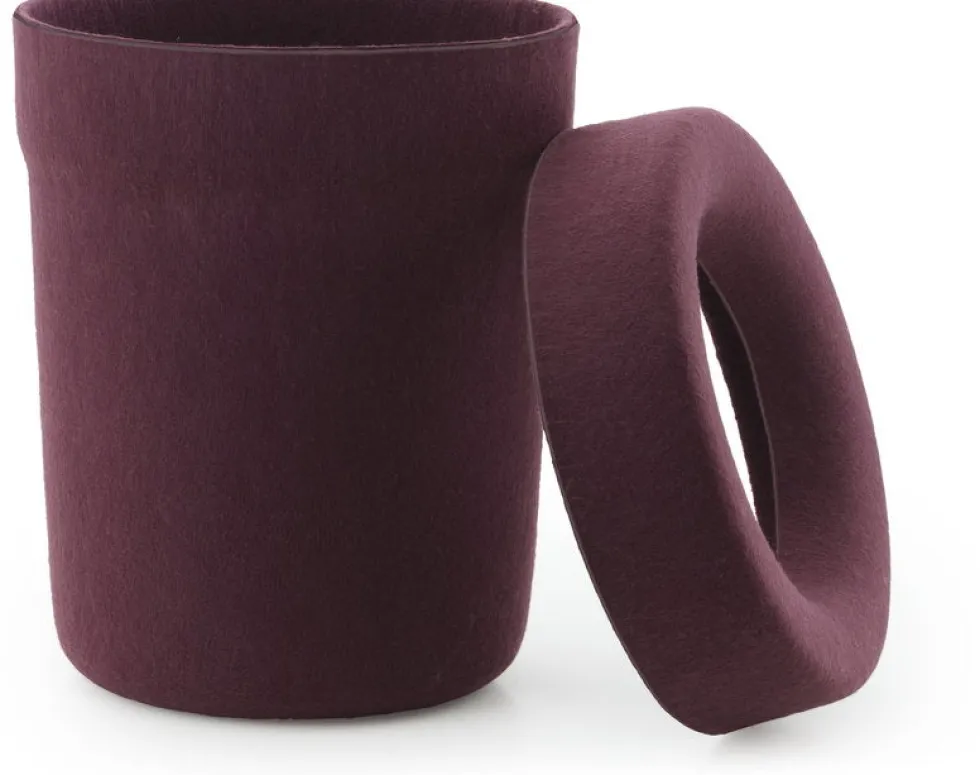 Poubelle en tissu recyclé bordeaux 31,6x36 cm Hide - Normann Copenhagen