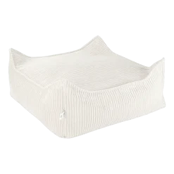 Pouf carré en velours côtelé côtelé blanc marshmallow 60 x 60 cm - Wigiwama