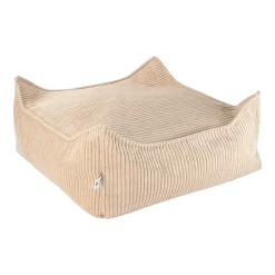 Pouf carré en velours côtelé marron-beige 60 x 60 cm - Wigiwama