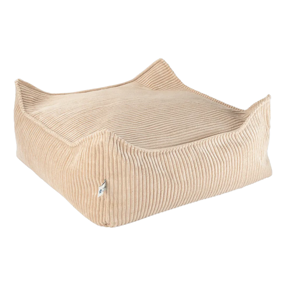 Pouf carré en velours côtelé marron-beige 60 x 60 cm - Wigiwama