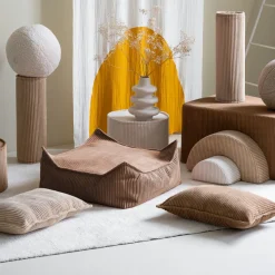 Pouf carré en velours côtelé toffee 60x60cm Beanbgas - Wigiwama