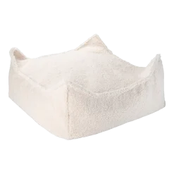 Pouf carré sherpa bouclé crème 60x60cm Beanbgas - Wigiwama