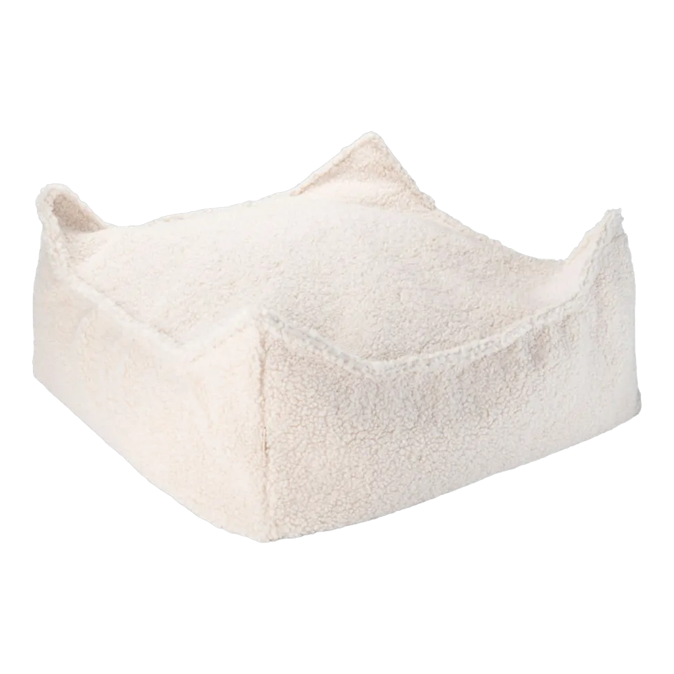 Pouf carré sherpa bouclé crème 60x60cm Beanbgas - Wigiwama