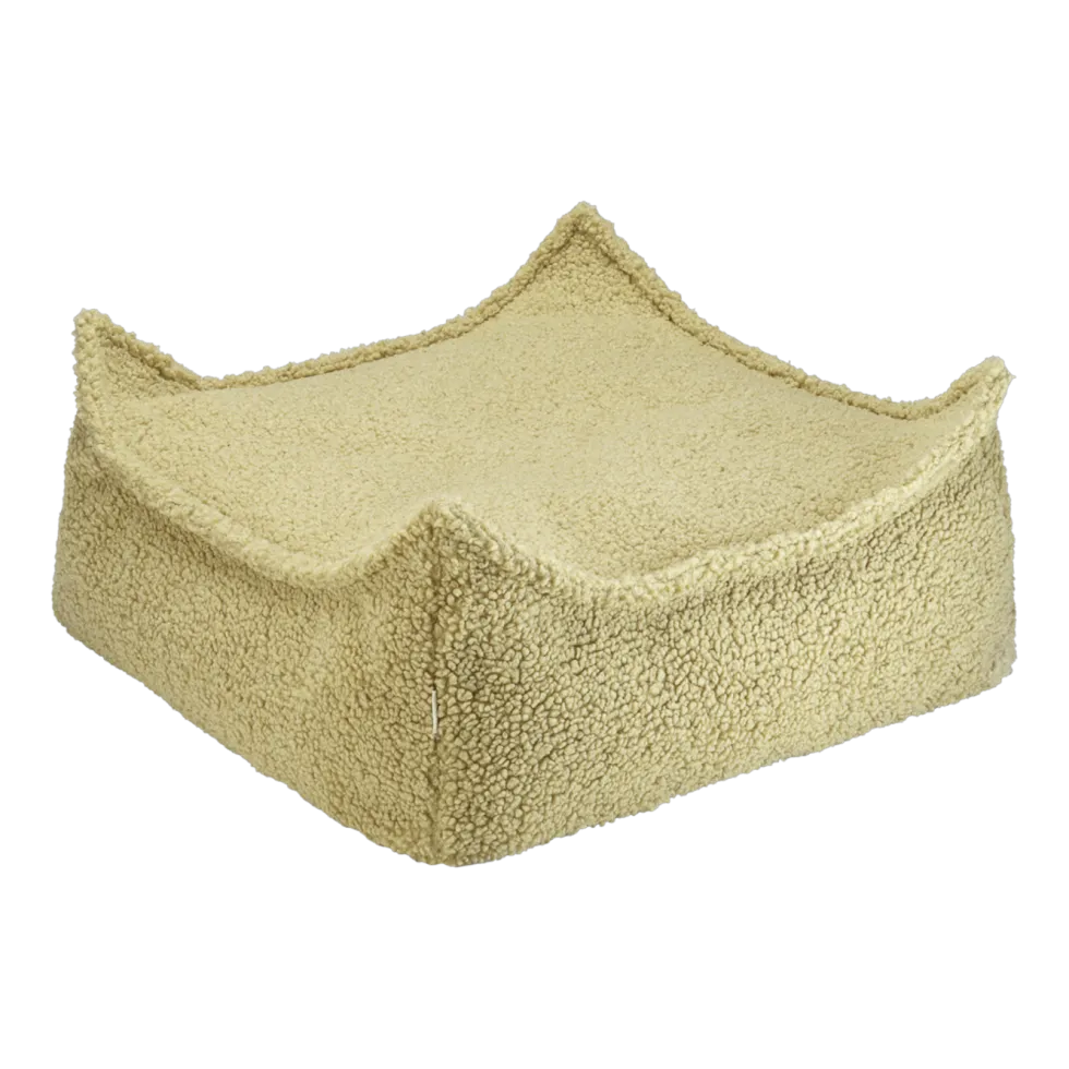 Pouf carré sherpa bouclé matcha 60x60cm Beanbgas - Wigiwama