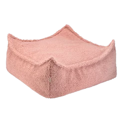 Pouf carré sherpa bouclé rose 60x60cm Beanbgas - Wigiwama