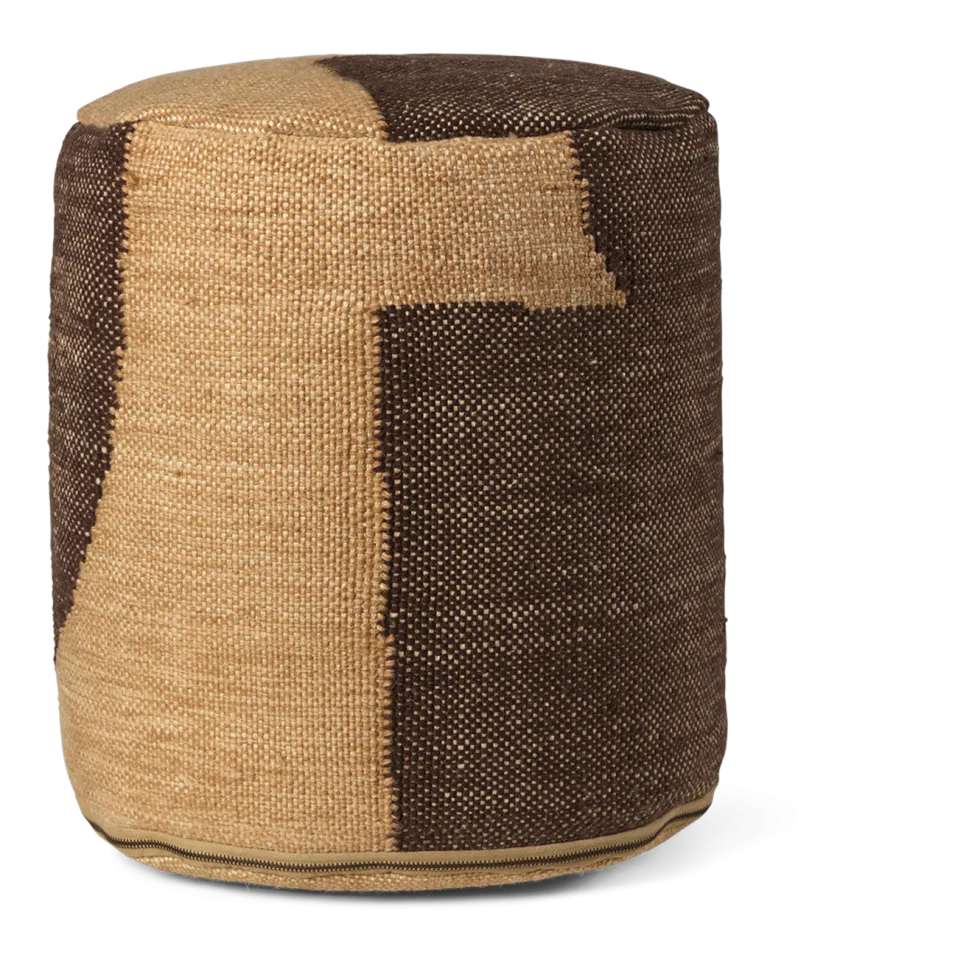 Pouf cylindrique en fil recyclé chocolat 38x42cm Forene - Ferm living