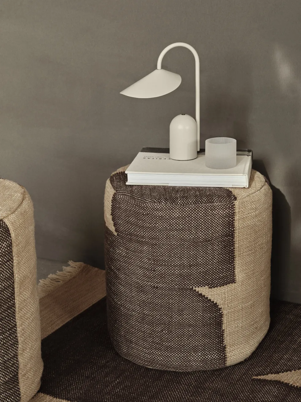 Pouf cylindrique en fil recyclé chocolat 38x42cm Forene - Ferm living