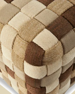 Pouf d'extérieur carré en tissu tressé beige 40 x 40 x 32 cm Braided - Pols Potten