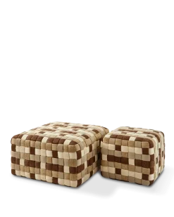 Pouf d'extérieur carré en tissu tressé beige 40 x 40 x 32 cm Braided - Pols Potten