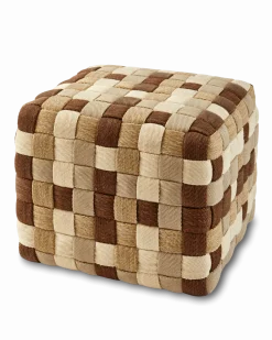 Pouf d'extérieur carré en tissu tressé beige 40 x 40 x 32 cm Braided - Pols Potten