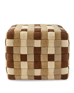 Pouf d'extérieur carré en tissu tressé beige 40 x 40 x 32 cm Braided - Pols Potten
