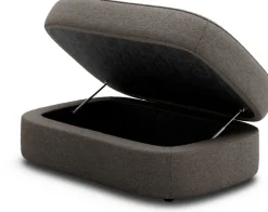 Pouf en bois et mousse dark taupe 100cm Covent - New works