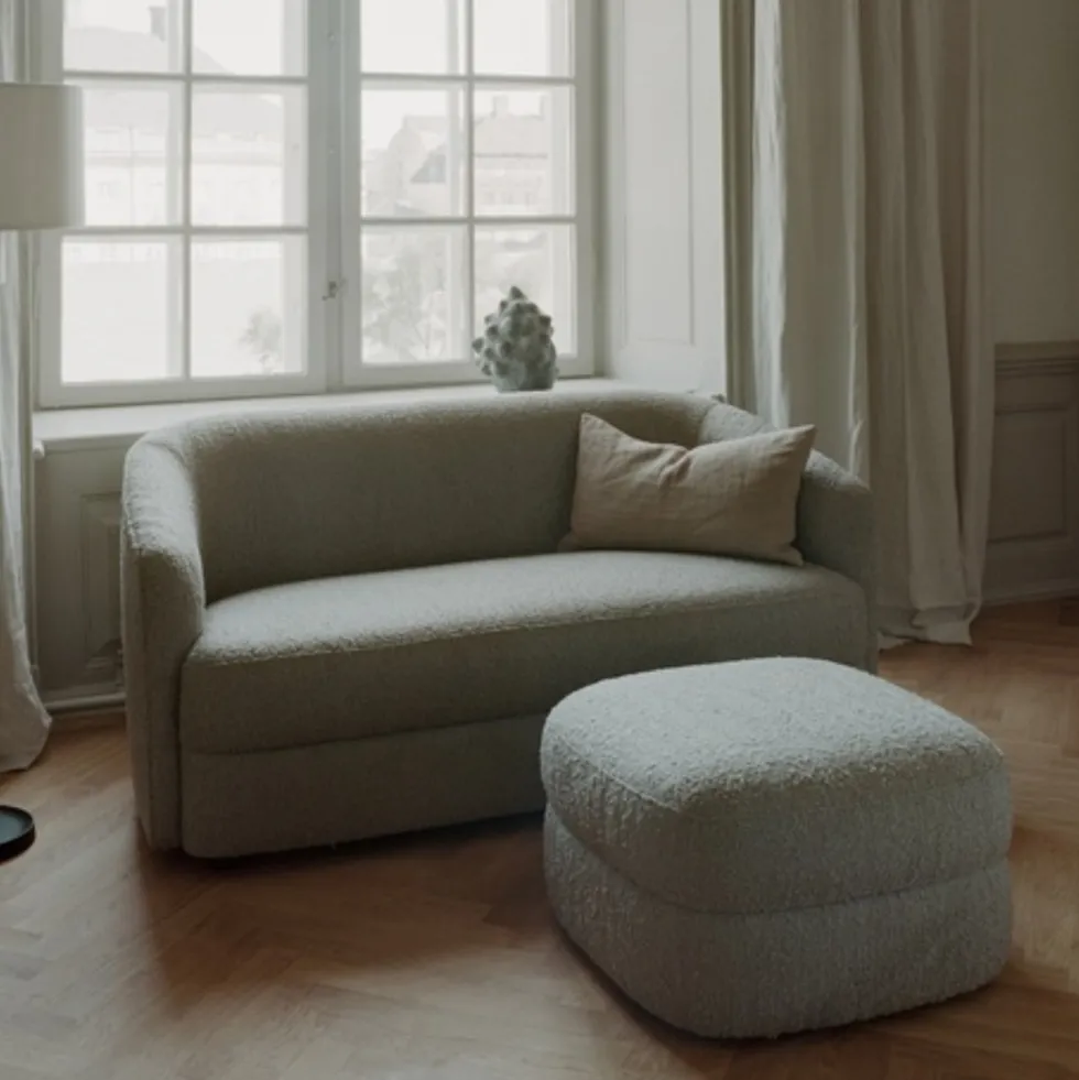Pouf en bois et mousse hemp 65cm Covent - New works