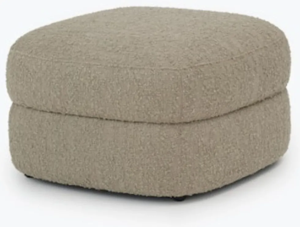 Pouf en bois et mousse marlon taupe 65cm Covent - New works