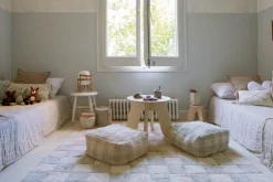 Pouf en coton bleu 40 x 20 cm Vichy - Lorena Canals