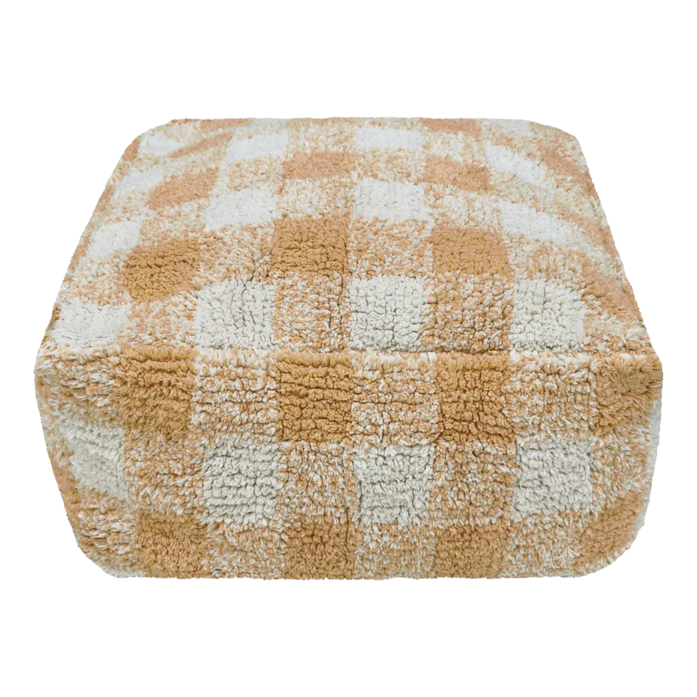 Pouf en coton jaune 40 x 20 cm Vichy - Lorena Canals