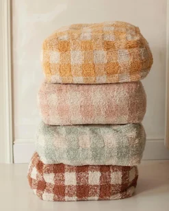 Pouf en coton jaune 40 x 20 cm Vichy - Lorena Canals
