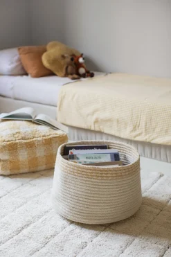 Pouf en coton jaune 40 x 20 cm Vichy - Lorena Canals