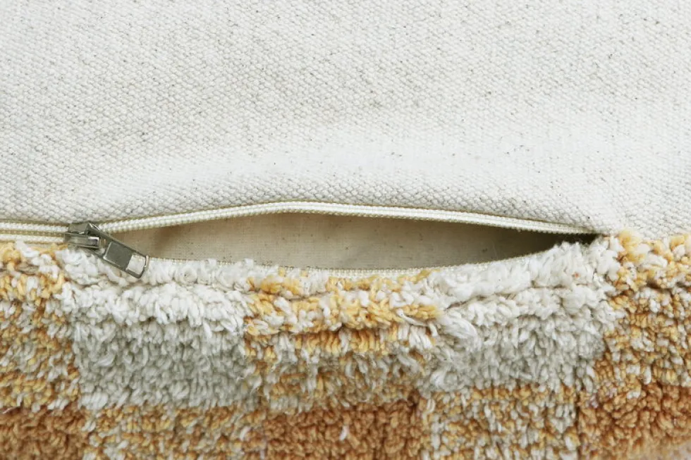 Pouf en coton jaune 40 x 20 cm Vichy - Lorena Canals