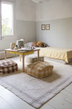 Pouf en coton jaune 40 x 20 cm Vichy - Lorena Canals