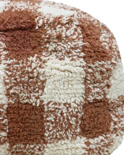 Pouf en coton marron 40 x 20 cm Vichy - Lorena Canals