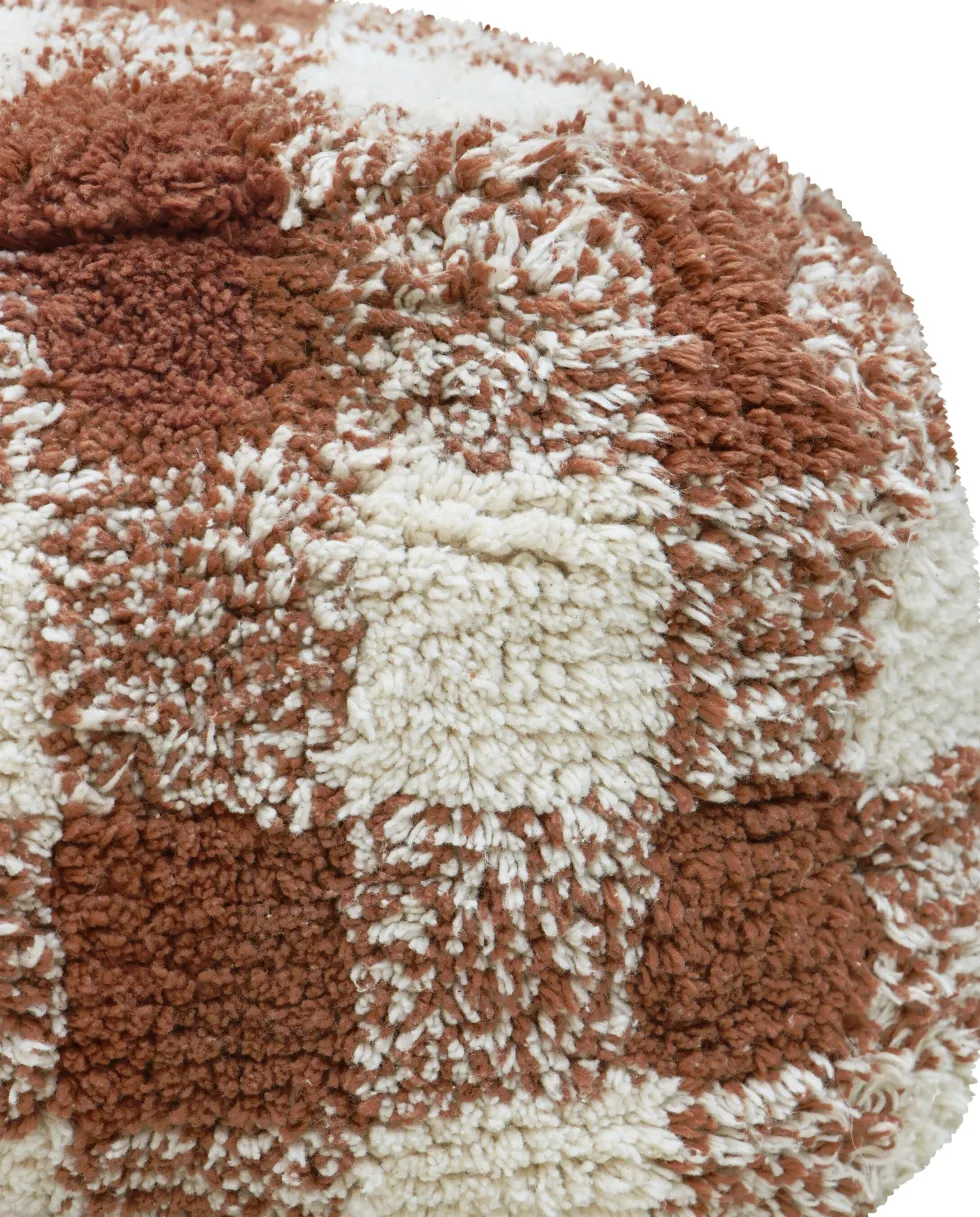 Pouf en coton marron 40 x 20 cm Vichy - Lorena Canals