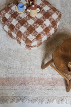 Pouf en coton marron 40 x 20 cm Vichy - Lorena Canals