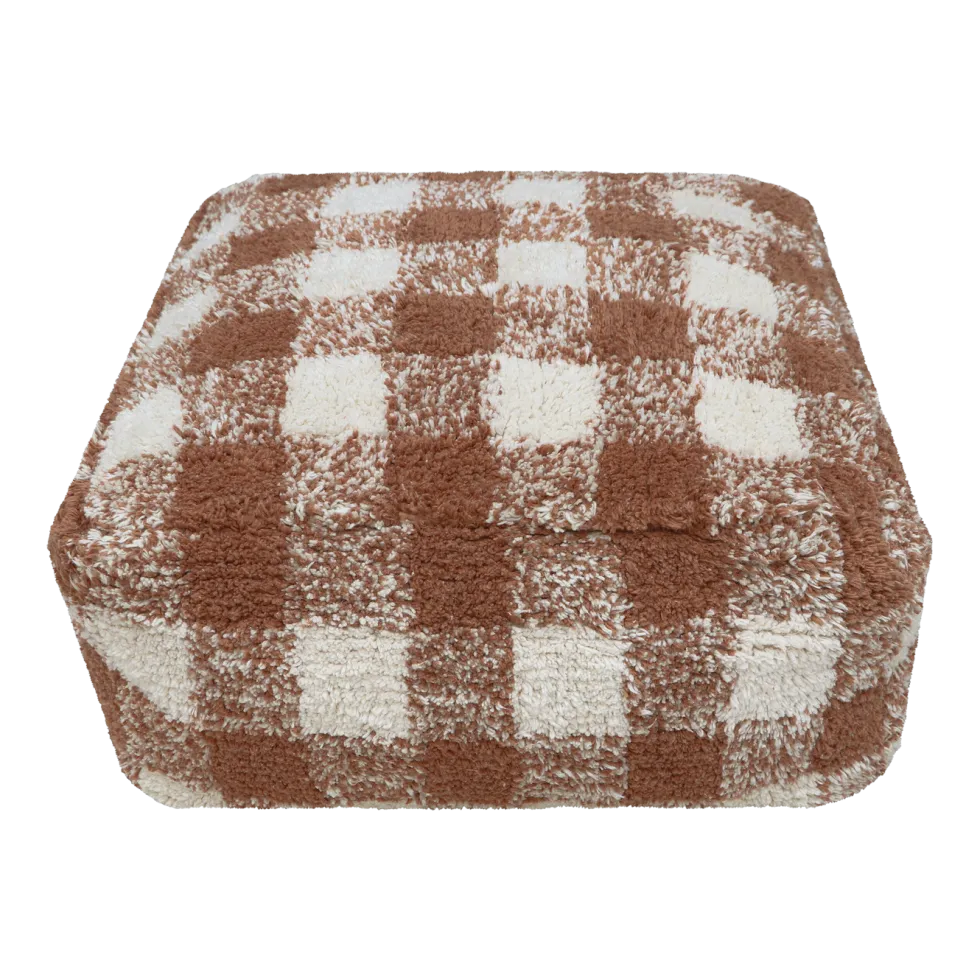 Pouf en coton marron 40 x 20 cm Vichy - Lorena Canals