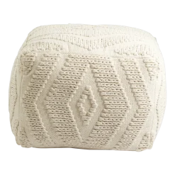 Pouf en coton à motifs blanc cassé Wular - Nordal