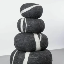 Pouf en laine anthracite marbré XL Hugo - myfelt