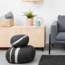 Pouf en laine anthracite marbré XXXL Hugo - myfelt