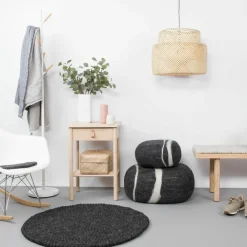 Pouf en laine anthracite marbré XXXL Hugo - myfelt