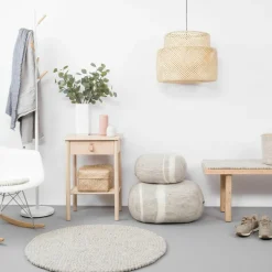 Pouf en laine beige marbré M Béla - myfelt