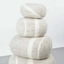 Pouf en laine beige marbré M Béla - myfelt