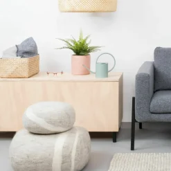 Pouf en laine beige marbré M Béla - myfelt