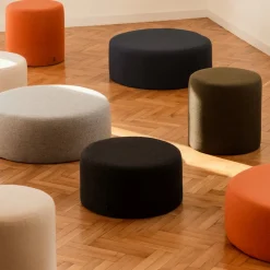 Pouf en laine bleu 40 cm Folk - noo.ma