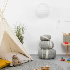 Pouf en laine gris marbré XXL Carl - myfelt