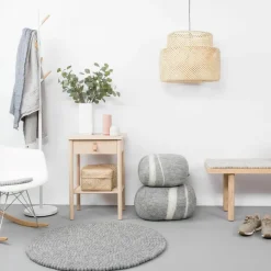 Pouf en laine gris marbré XXL Carl - myfelt