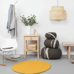 Pouf en laine marron foncé marbré XXL Oskar - myfelt
